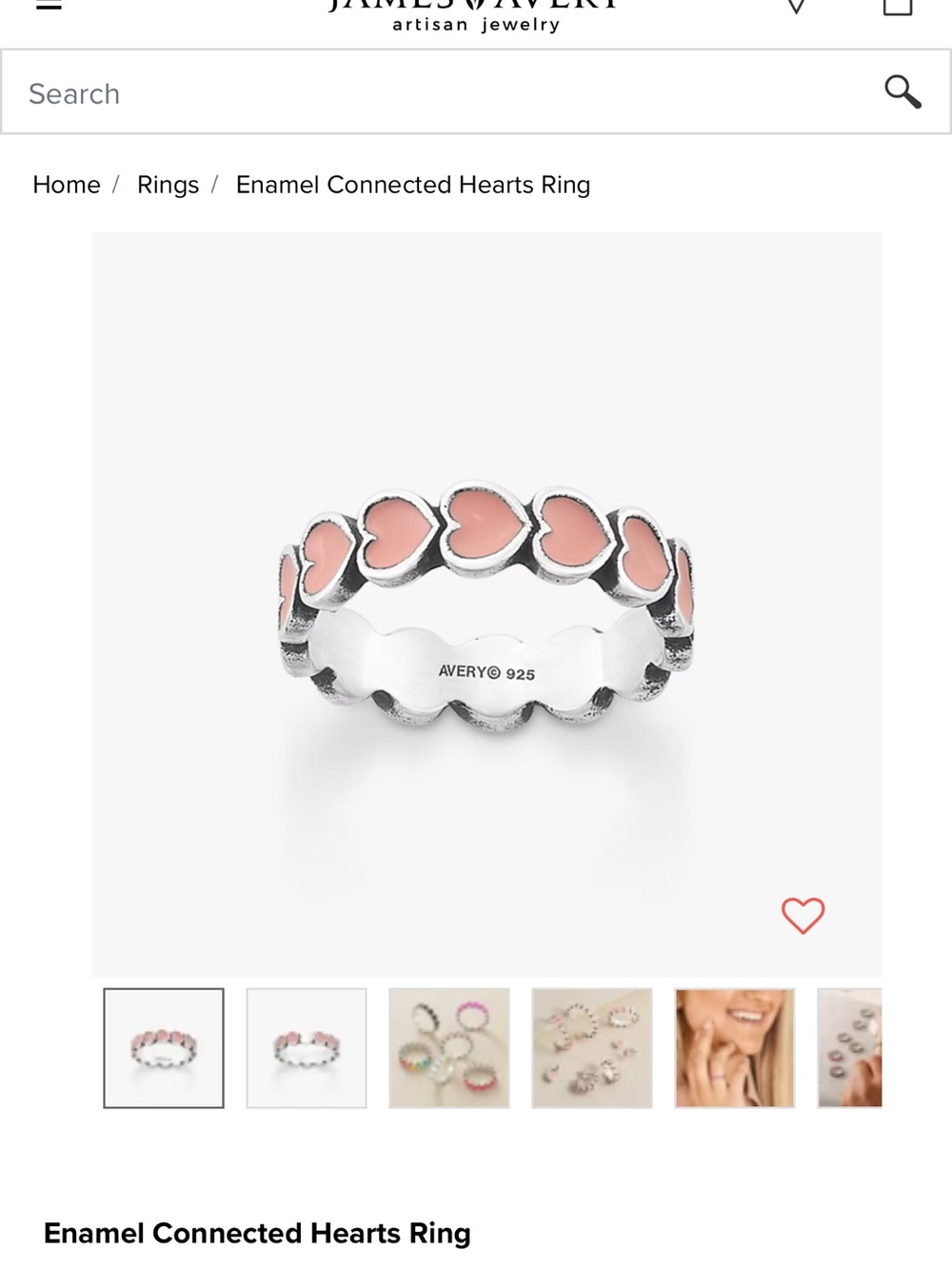 James Avery Enamel Connected Hearts Ring